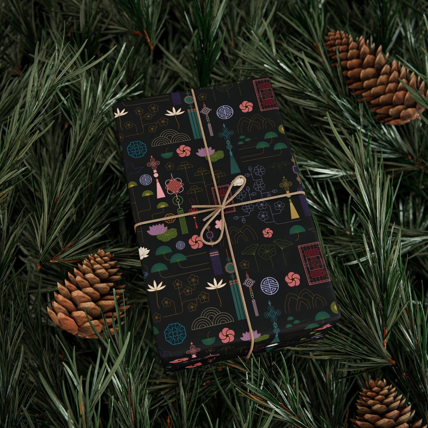 Norigae Night Garden Wrapping Paper - Elegant K-Pop Gift Wrap