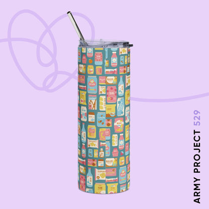 Sweet Pastel Korean Snacks Tumbler - Cute K-Pop Drinkware - 20 oz Stainless Steel Cup