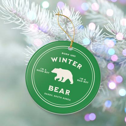 Winter Bear Badge Series Ceramic Ornament