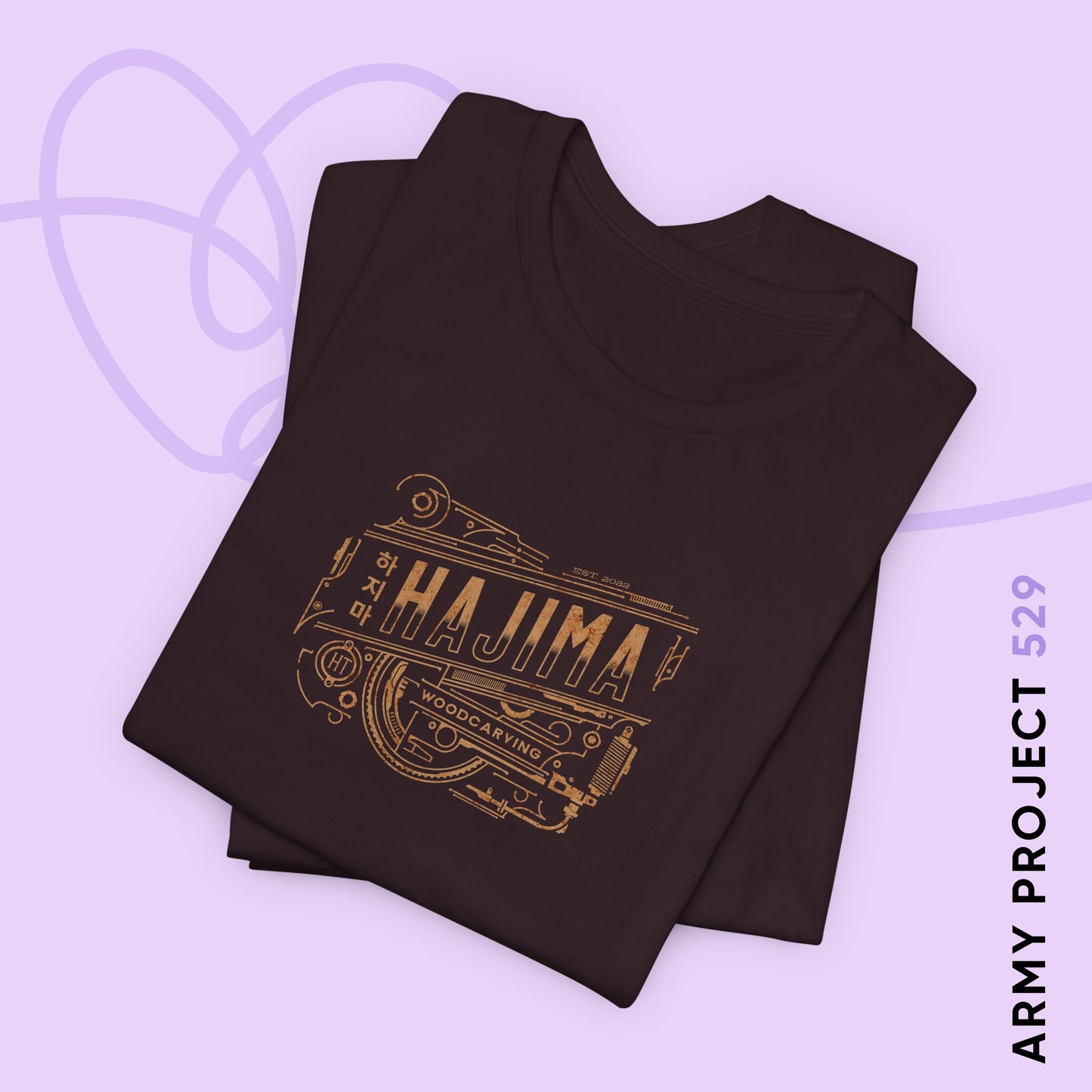 Yoongi Short Sleeve Shirt - Woodcarving Hajima (Bronze) - Fanmade BTS Merch - Unisex Jersey T-Shirt