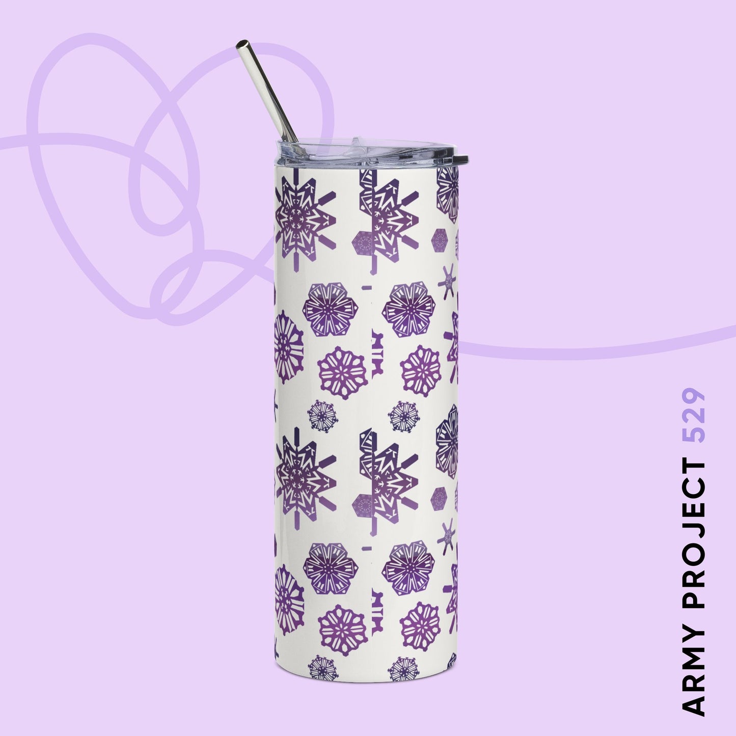 OT7 Tumbler - Secret Snowflakes (White) - Fanmade BTS Drinkware - 20 oz Stainless Steel Cup