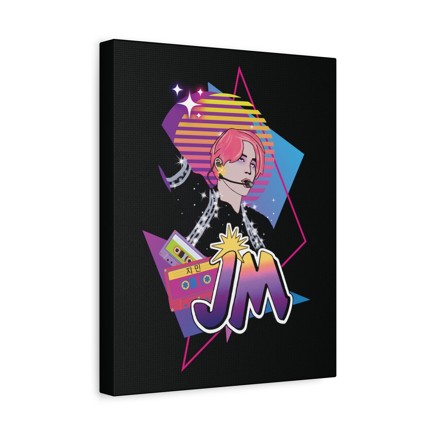 Jimin Canvas Wall Art - Fanmade BTS Retro Series - 80s Pop Aesthetic - Framed Wall Decor