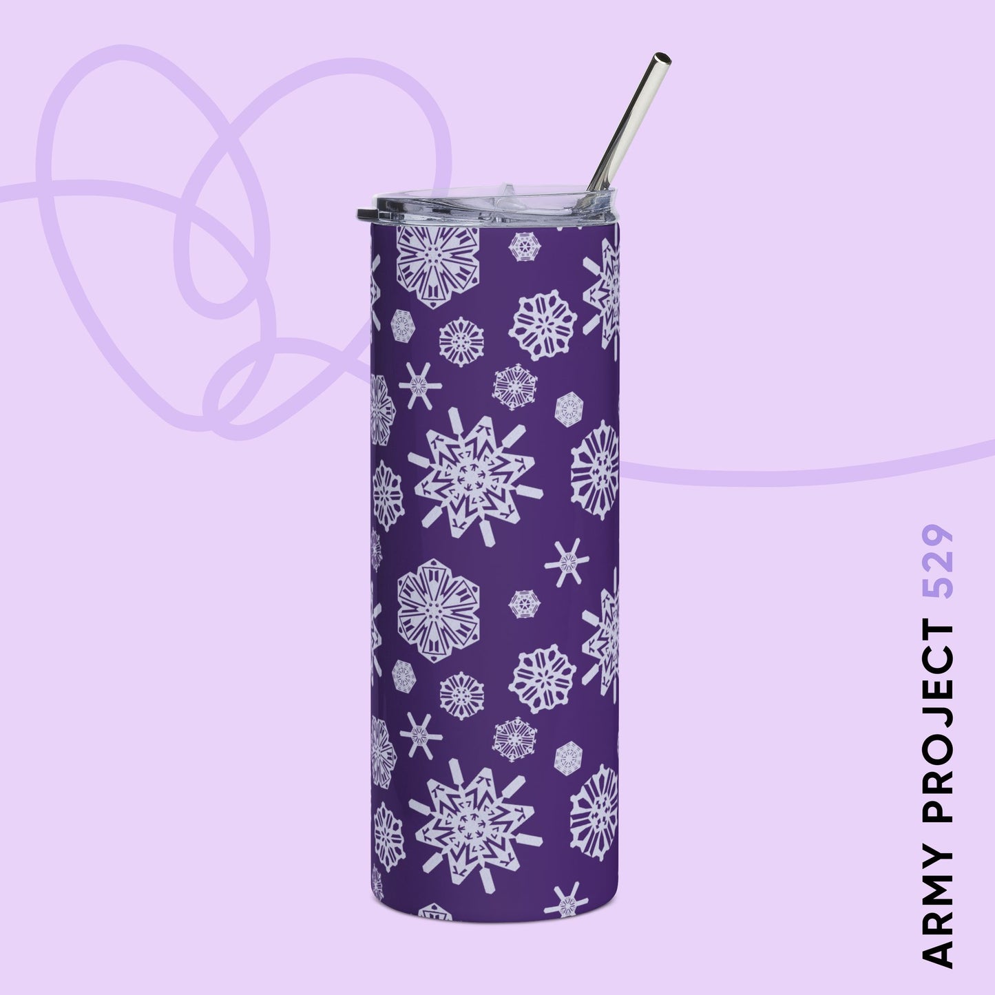 OT7 Tumbler - Secret Snowflakes (Purple) - Fanmade BTS Drinkware - 20 oz Stainless Steel Cup