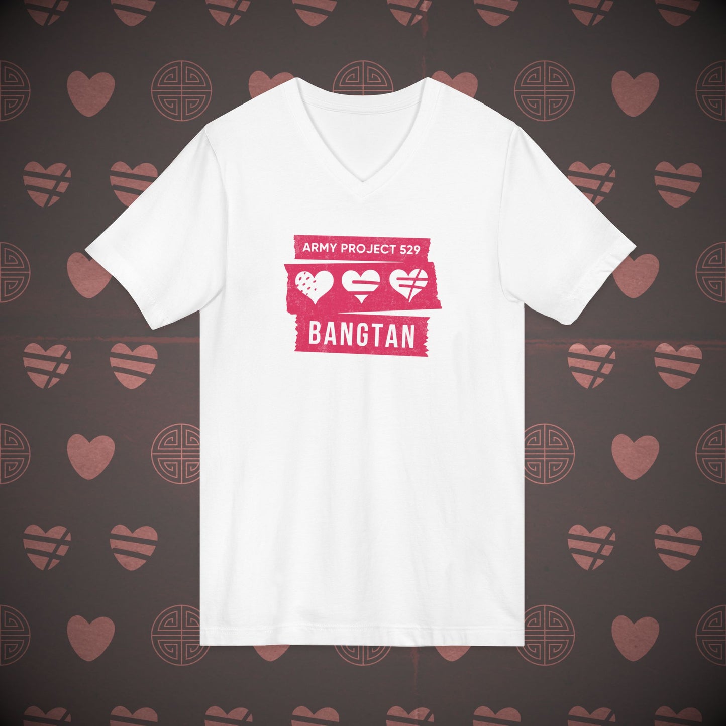 OT7 V-Neck Shirt - AP529 <3 Bangtan (Red) - Unisex Jersey T-Shirt