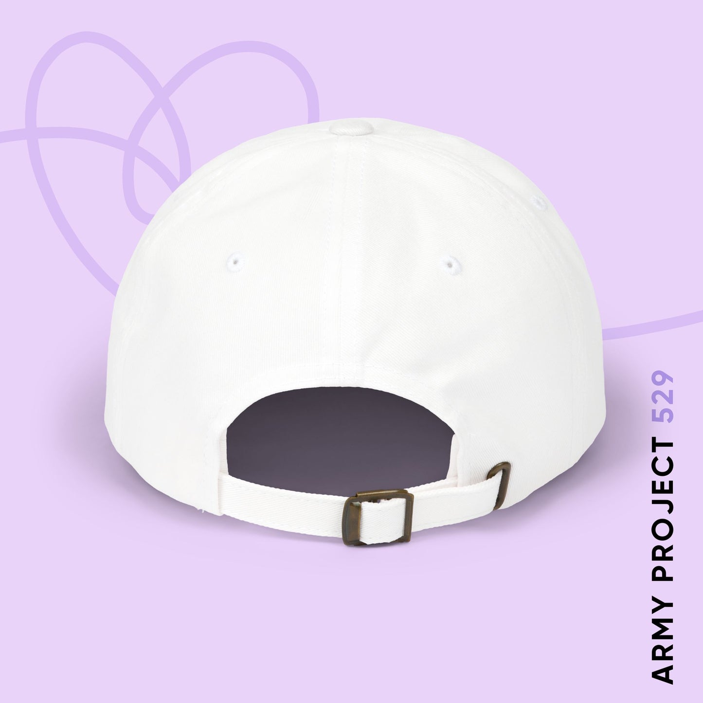 ARMY Project 529 Baseball Cap - Embroidered ARMY Merch - Bright White Unisex Hat