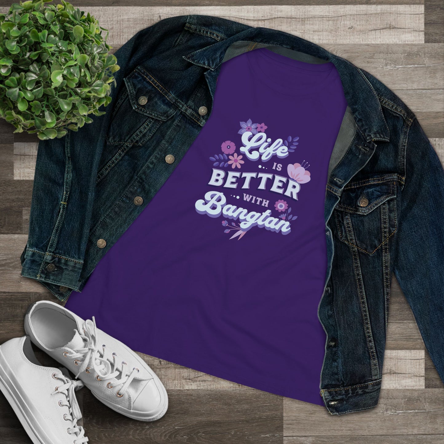 OT7 Women's Tee - Life is Better with Bangtan - Fanmade BTS Merch - Soft Jersey T-Shirt