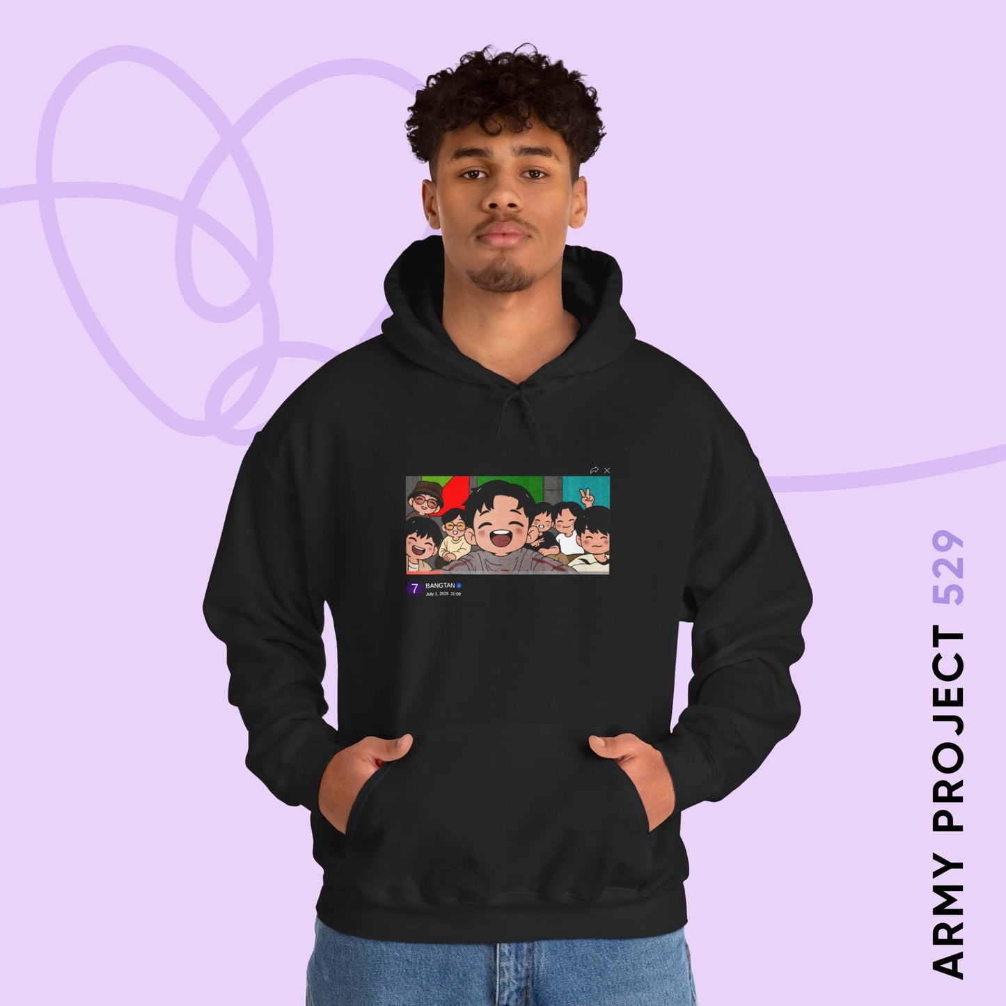 OT7 Reunion Hoodie - Fanmade BTS Merch - Original Chibi Artwork - Cozy Unisex Sweatshirt