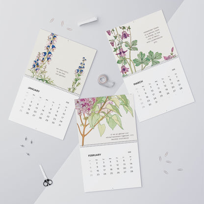 Fanmade BTS 2026 Wall Calendar - 'Bangtan in Bloom' Inspirational Quotes - Vintage Floral Artwork