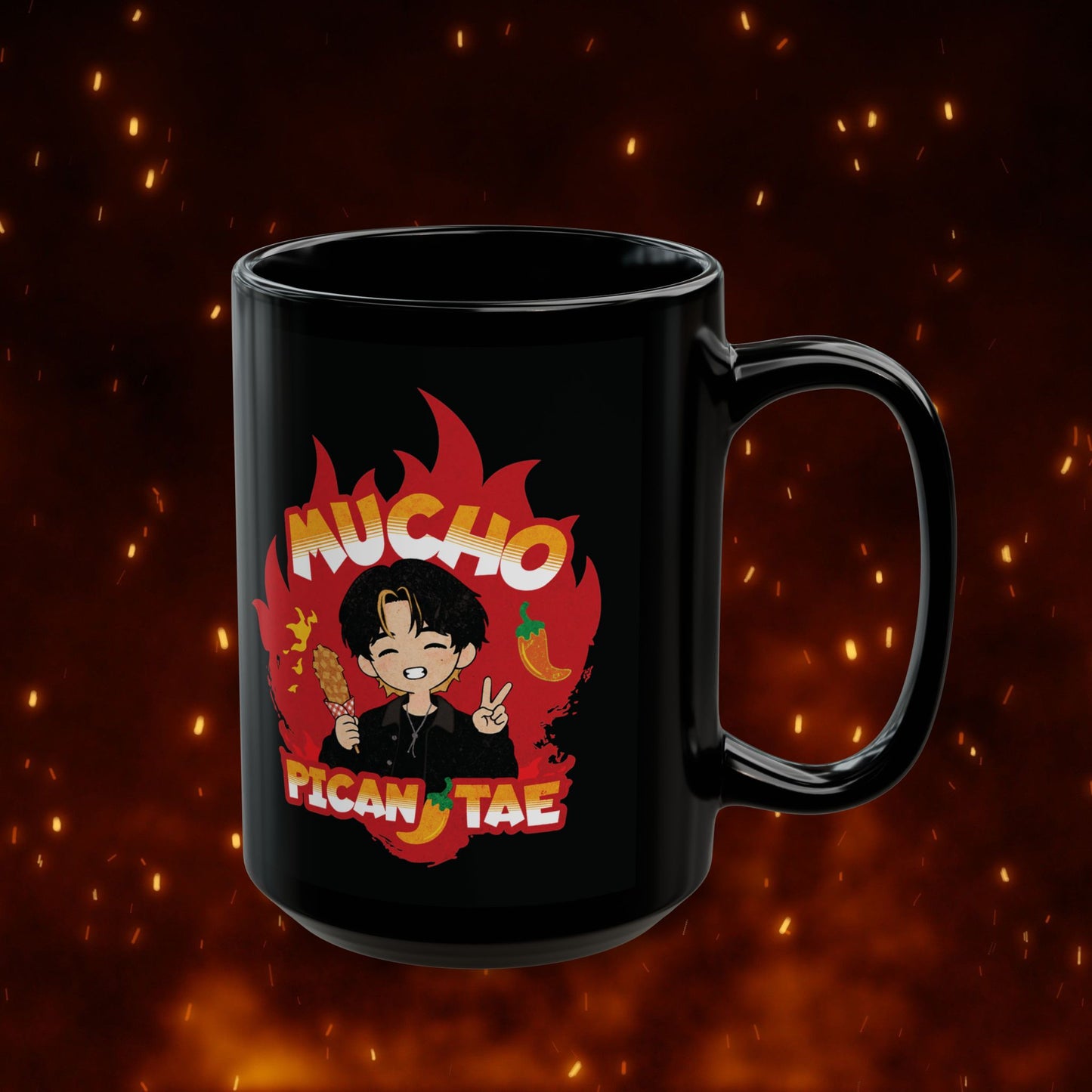 Taehyung Coffee Mug - Mucho PicanTae - Black 15 oz Ceramic