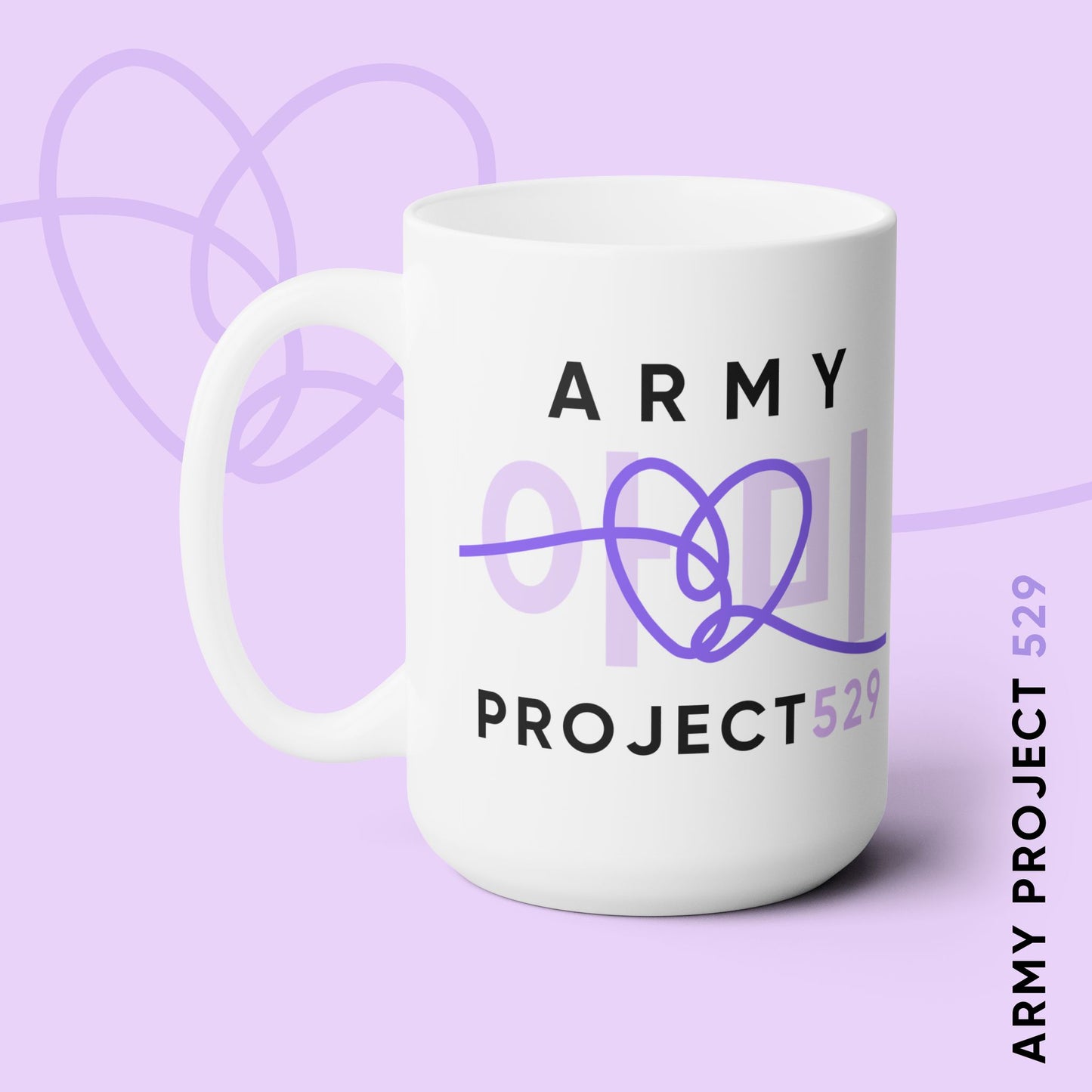 ARMY Project 529 Logo 15oz White Ceramic Coffee Mug