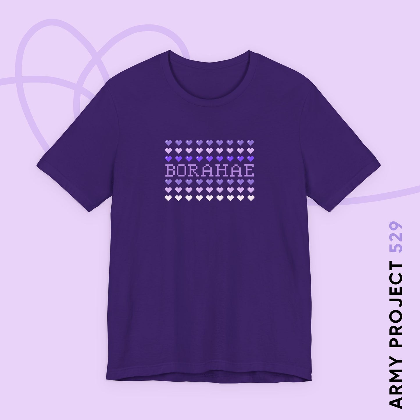 OT7 Short Sleeve Shirt - 8-Bit Borahae - Retro Fanmade BTS Merch - Soft Unisex T-Shirt