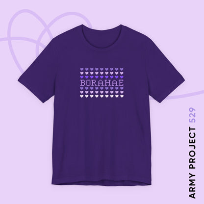 OT7 Short Sleeve Shirt - 8-Bit Borahae - Retro Fanmade BTS Merch - Soft Unisex T-Shirt