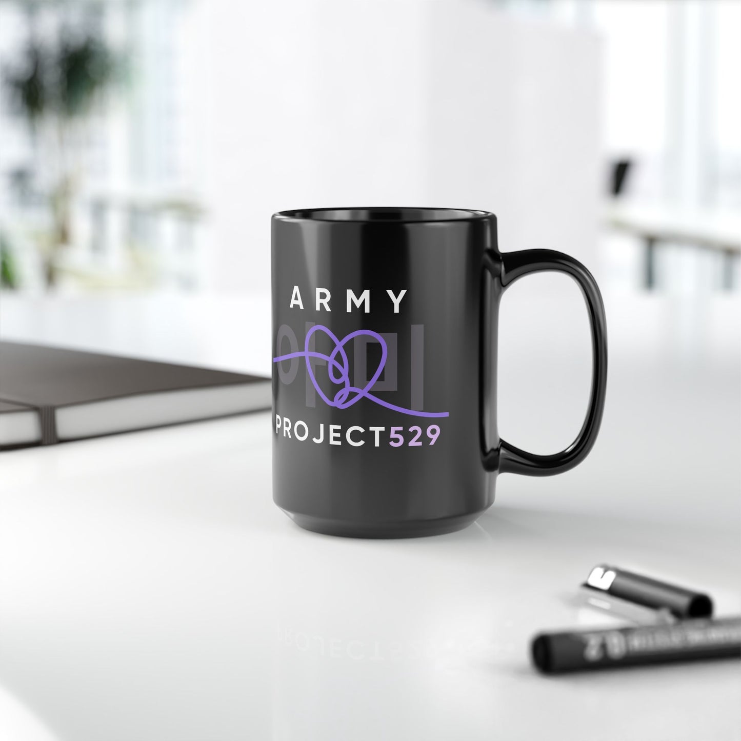ARMY Project 529 Logo 15 oz Black Coffee Mug