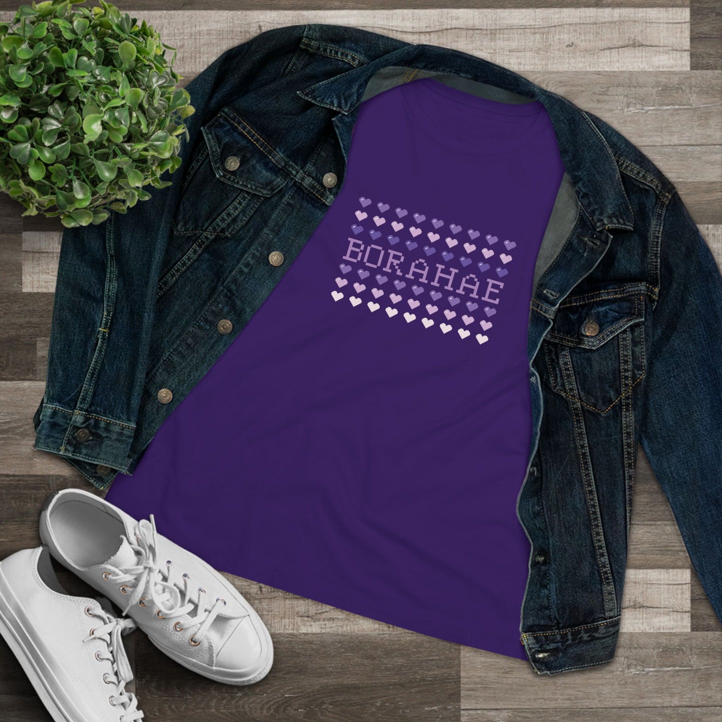 OT7 Women's Tee - 8-Bit Borahae - Retro Fanmade BTS Merch - Soft Jersey T-Shirt