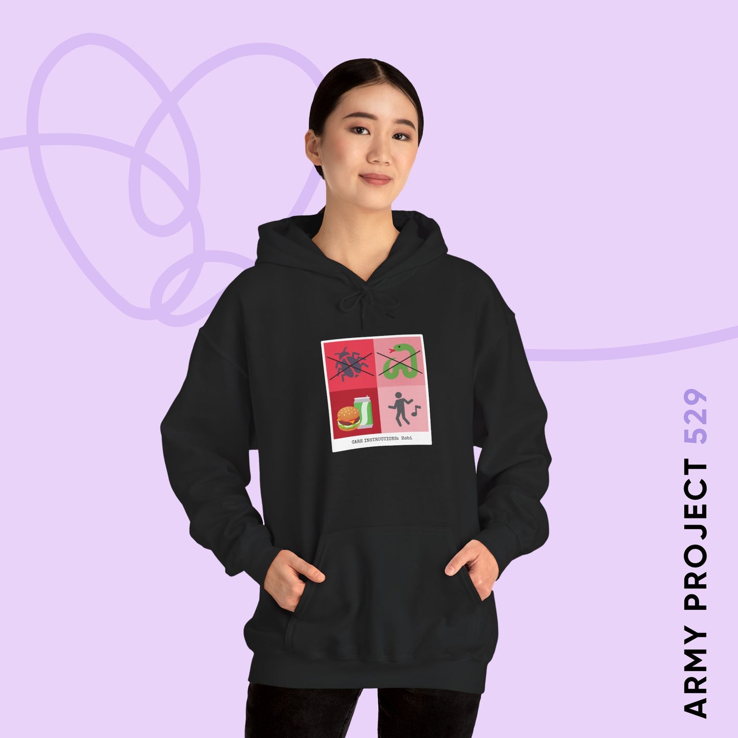 Hobi Hoodie - Funny Fanmade BTS Merch - Care Instructions - Cozy Unisex Sweatshirt