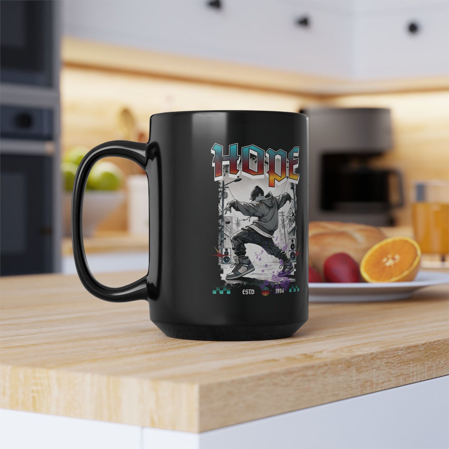 Hobi 1990s Retro Series 15 oz Black Coffee Mug