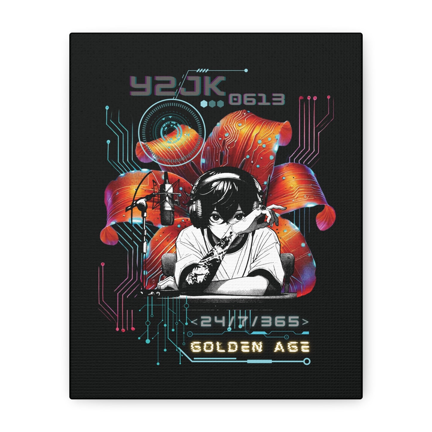 Jung Kook Canvas Wall Art - Fanmade BTS Retro Series - Y2K Gamer Aesthetic - Framed Wall Decor