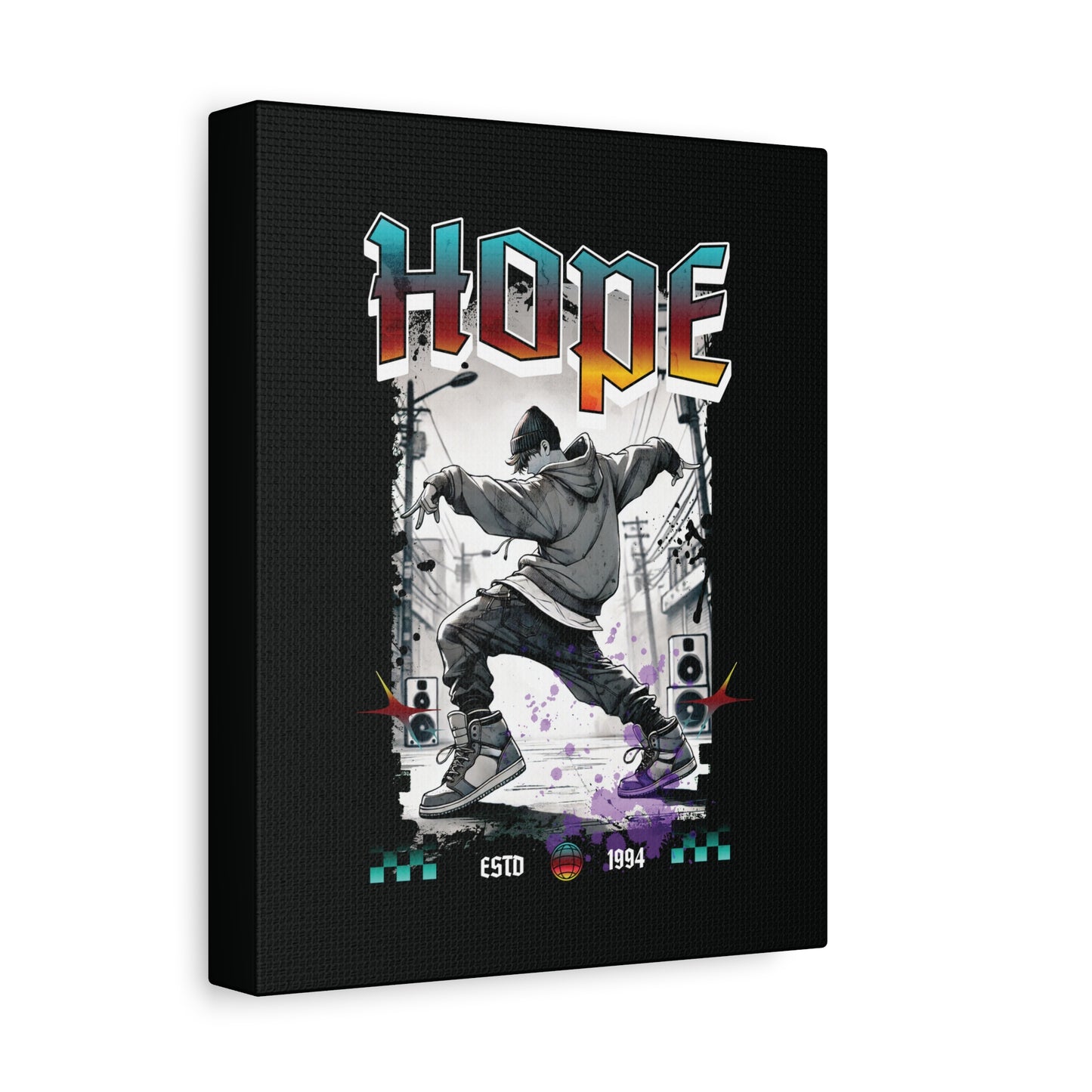 Hobi Canvas Wall Art - Fanmade BTS Retro Series - 90s Hip-Hop Aesthetic - Framed Wall Decor