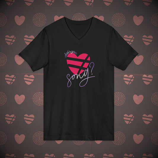 OT7 V-Neck Shirt - What's Your Love Song? - Unisex Jersey T-Shirt