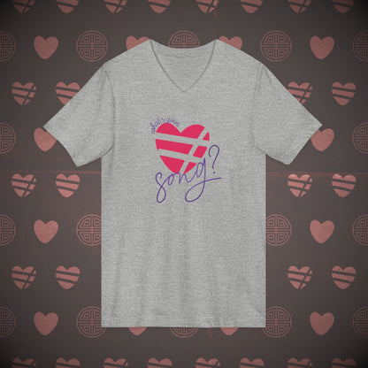 OT7 V-Neck Shirt - What's Your Love Song? - Unisex Jersey T-Shirt