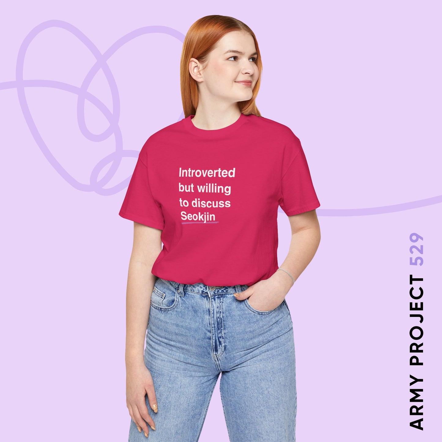 Jin Bias Shirt - Introverted But Willing to Discuss Seokjin - Fanmade BTS Merch - Unisex Jersey T-Shirt