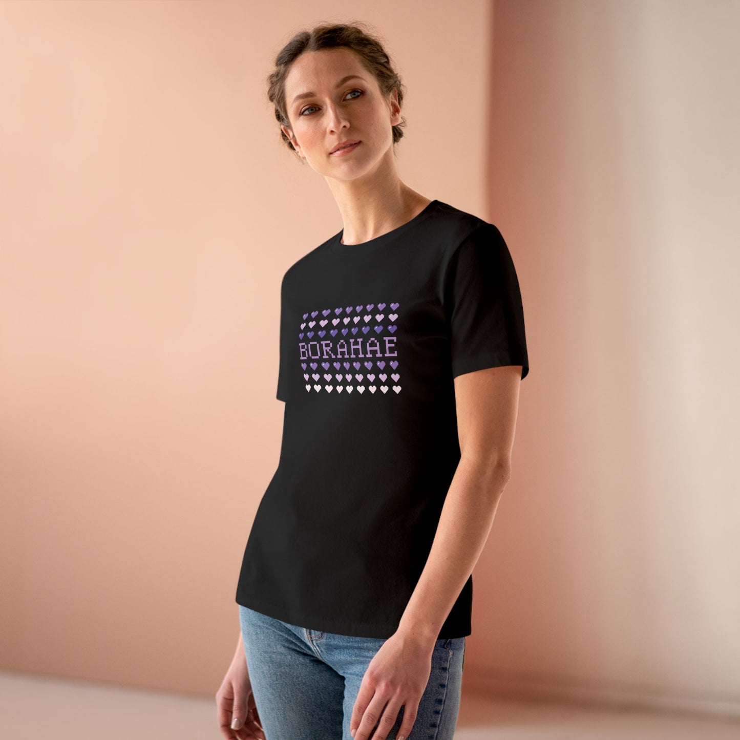 OT7 Women's Tee - 8-Bit Borahae - Retro Fanmade BTS Merch - Soft Jersey T-Shirt