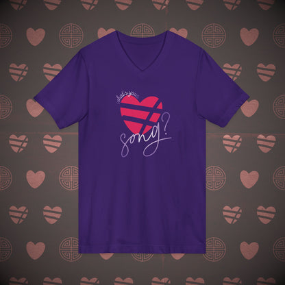 OT7 V-Neck Shirt - What's Your Love Song? - Unisex Jersey T-Shirt