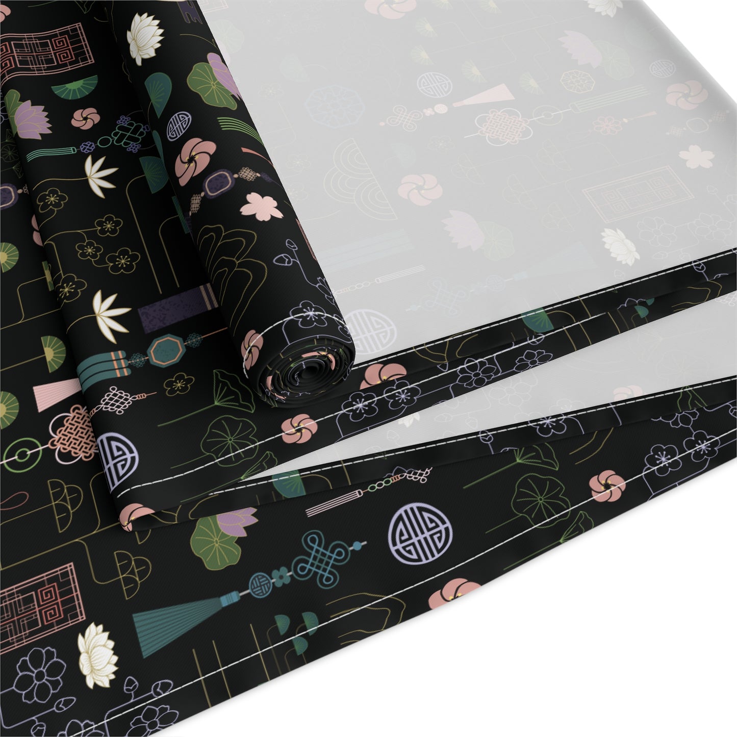 Norigae Night Garden Table Runner - Elegant K-Pop Home Decor - Cotton Twill or Polyester