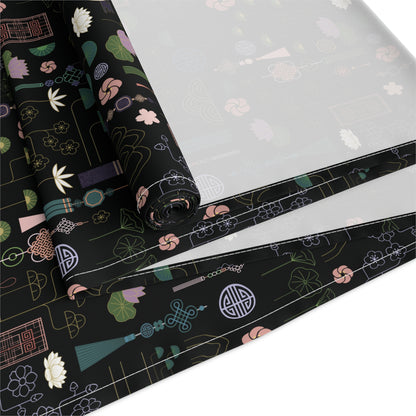 Norigae Night Garden Table Runner - Elegant K-Pop Home Decor - Cotton Twill or Polyester