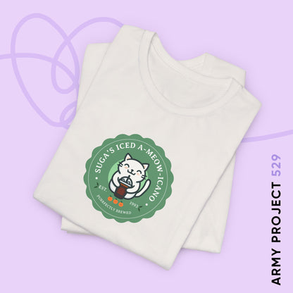 Yoongi Short Sleeve Shirt - Cute Fanmade BTS Merch - SUGA's Iced A-meow-icano - Soft Unisex T-Shirt