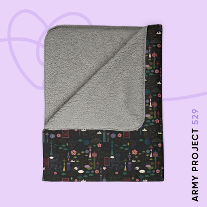 Norigae Night Garden Blanket - Elegant K-Pop Home Decor - Cozy Fleece Sherpa Blanket