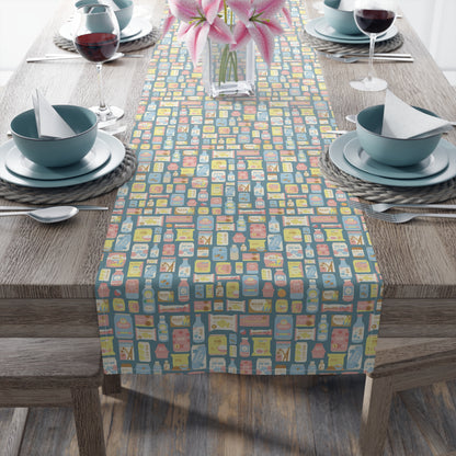 Sweet Pastel Korean Snack Table Runner - Cute K-Pop Home Decor - Cotton Twill or Polyester