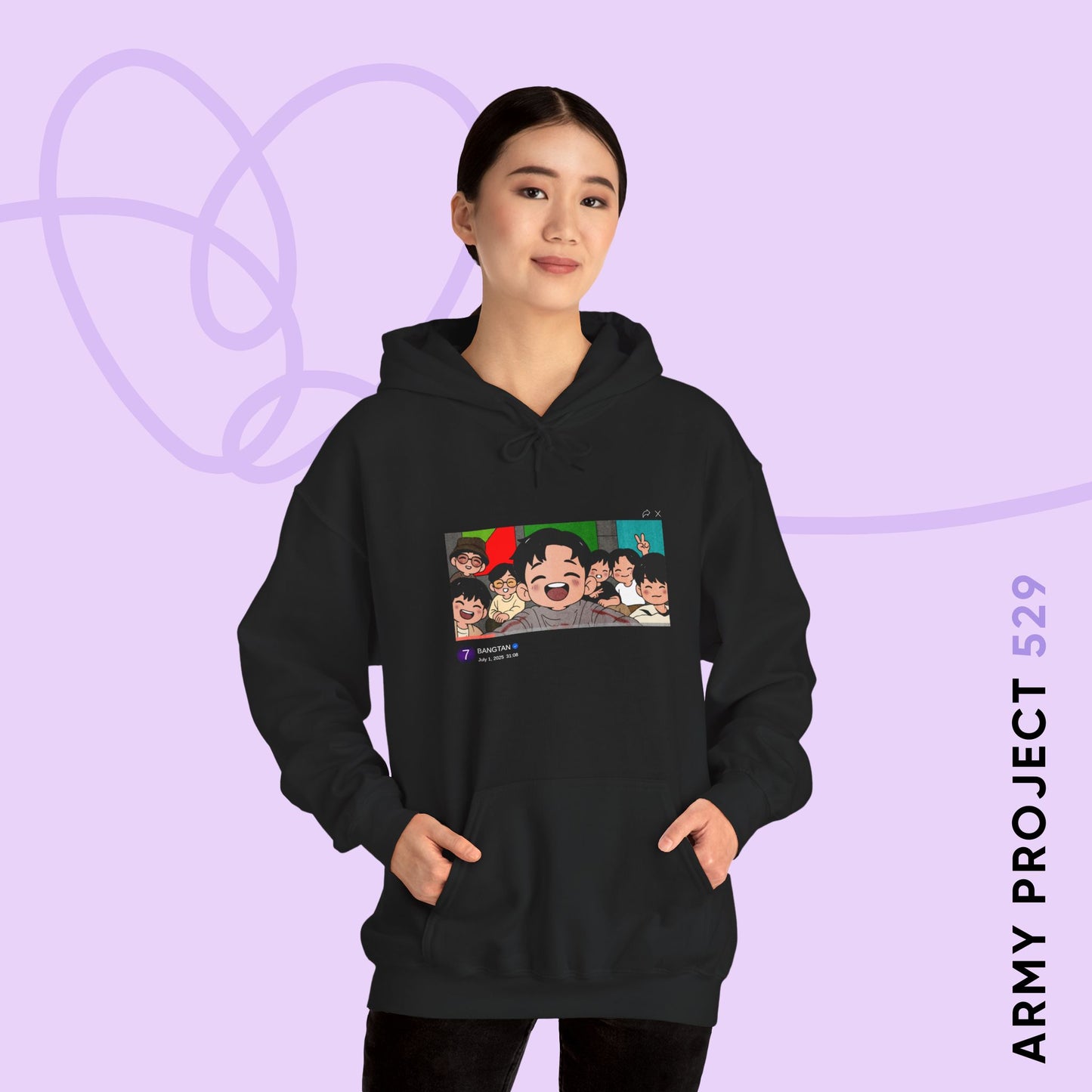 OT7 Reunion Hoodie - Fanmade BTS Merch - Original Chibi Artwork - Cozy Unisex Sweatshirt