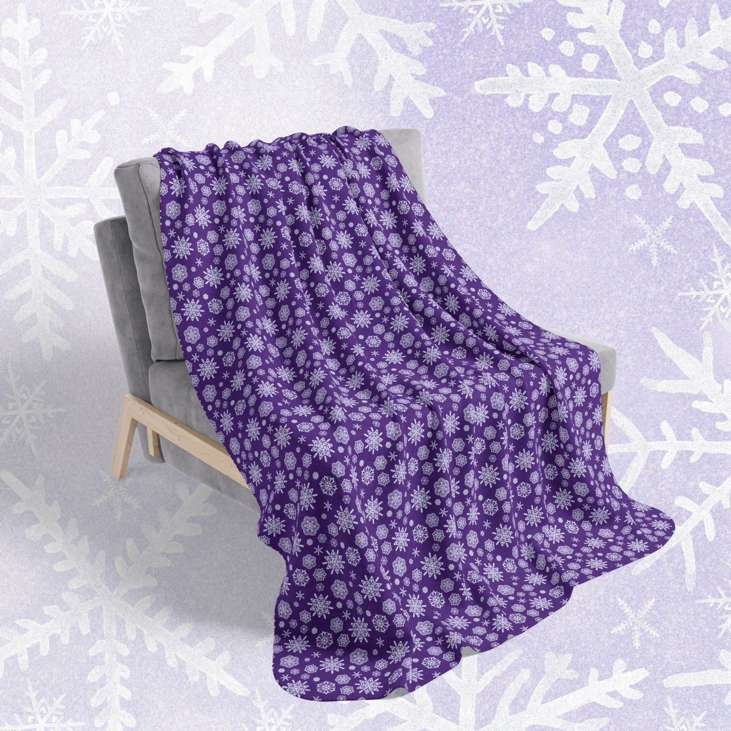 OT7 Throw Blanket - Secret Snowflakes (Purple) - Fanmade BTS Home Decor - Cozy Fleece Sherpa Blanket
