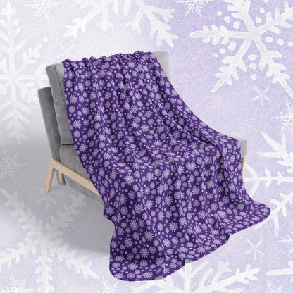 OT7 Throw Blanket - Secret Snowflakes (Purple) - Fanmade BTS Home Decor - Cozy Fleece Sherpa Blanket