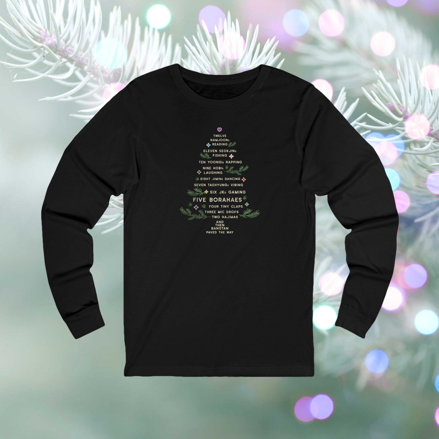 OT7 Long Sleeve Shirt - 12 Days of Bangtan - Retro Fanmade BTS Merch - Soft Unisex T-Shirt