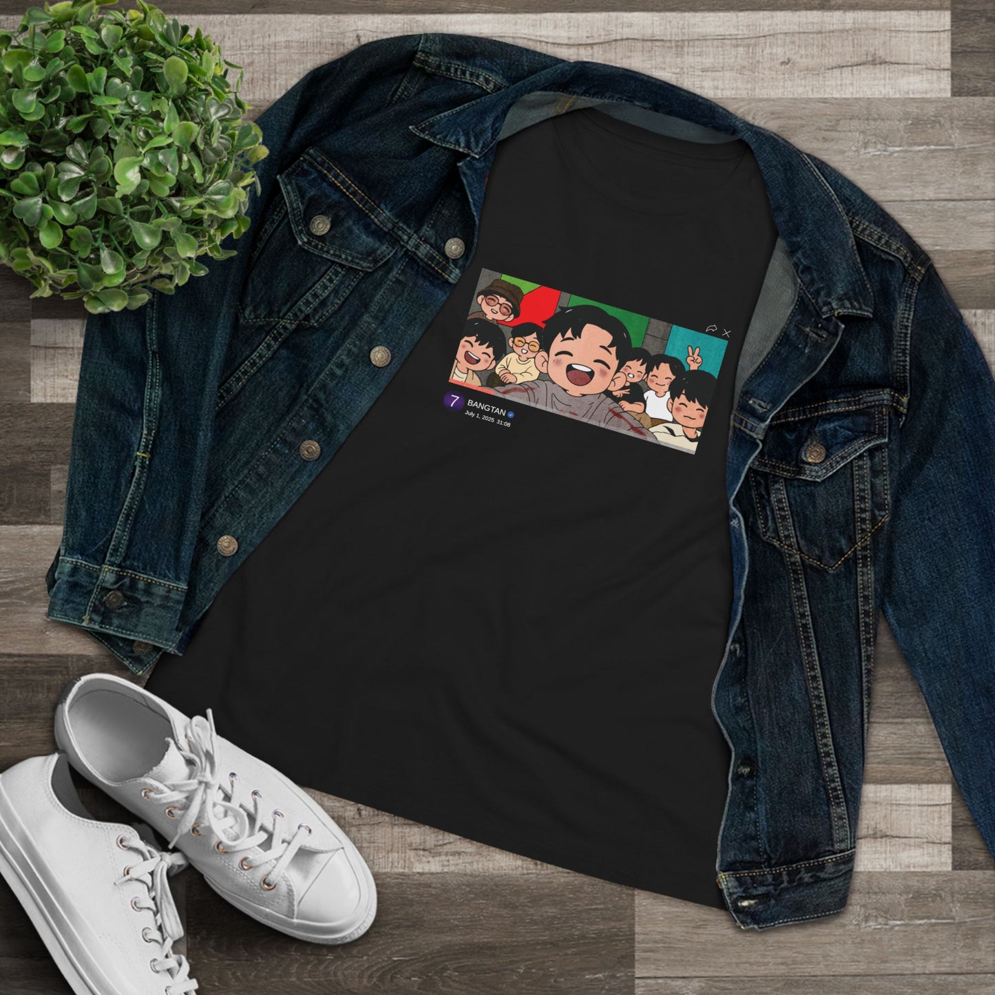 OT7 Reunion Women's Tee - Fanmade BTS Merch - Original Chibi Artwork - Soft Jersey T-Shirt