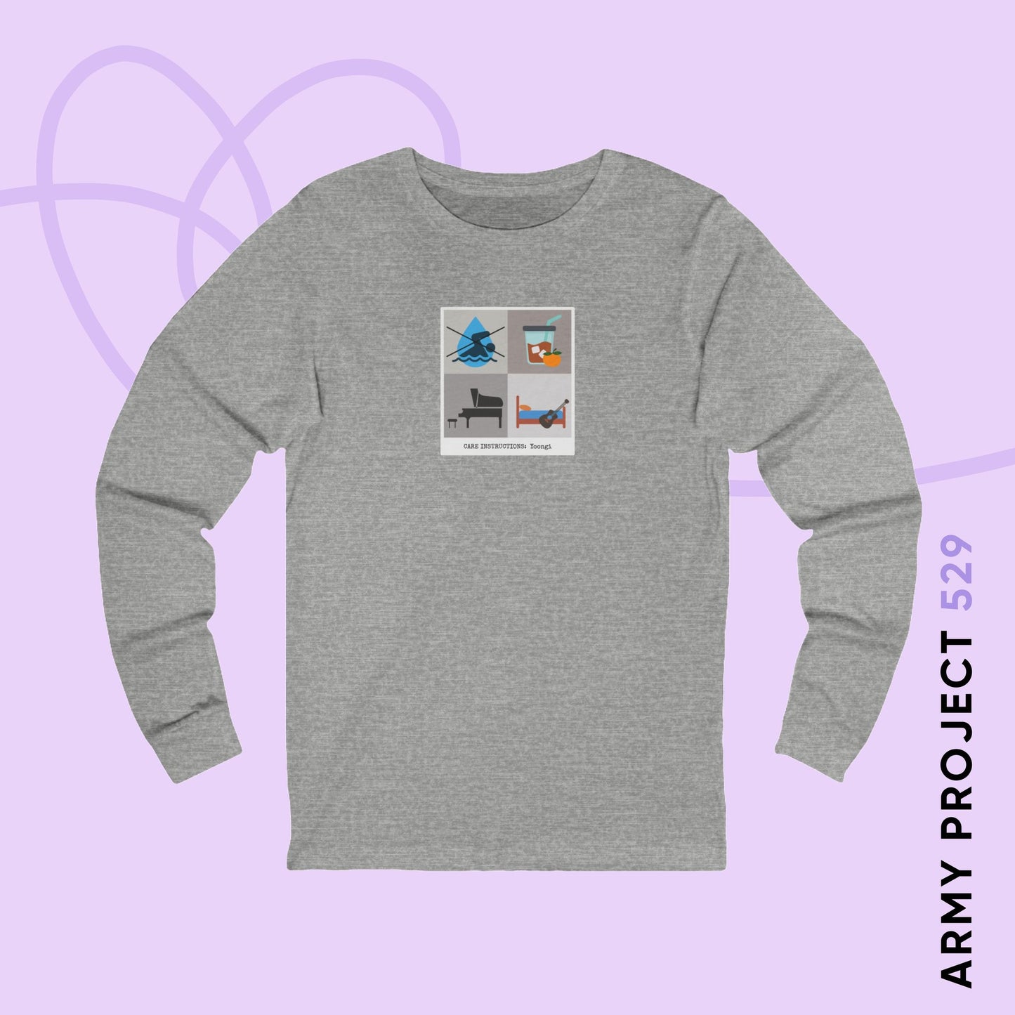 Yoongi Long Sleeve Shirt - Funny Fanmade BTS Merch - Care Instructions - Soft Unisex T-Shirt
