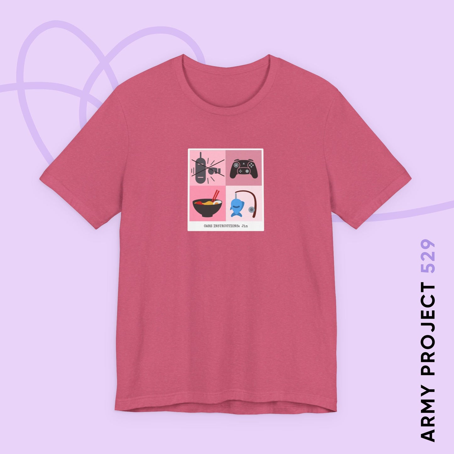 Jin Short Sleeve Shirt - Funny Fanmade BTS Merch - Care Instructions - Soft Unisex T-Shirt