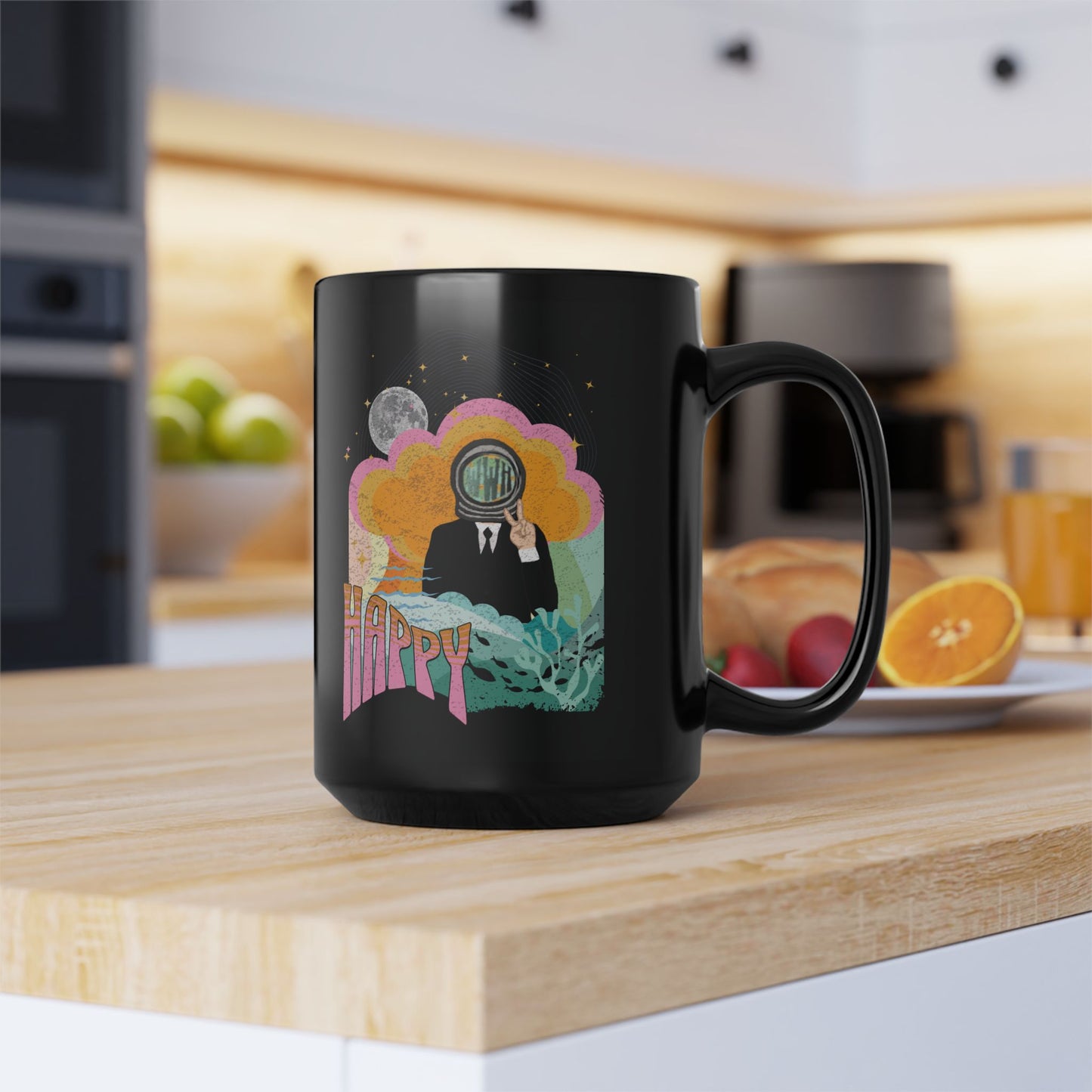 Jin 1960s Retro Series 15 oz Black Coffee Mug