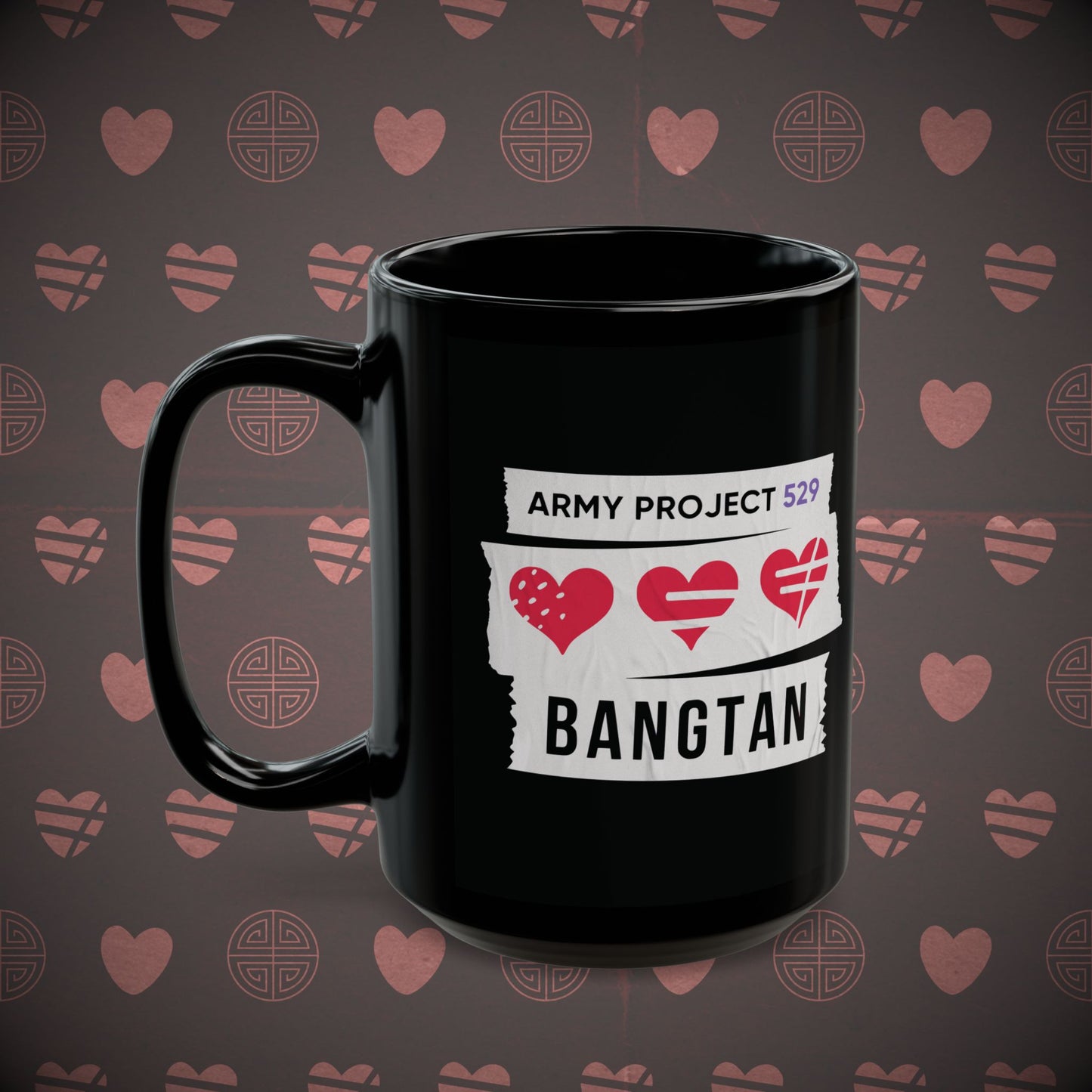 AP529 <3 Bangtan Coffee Mug - Black 15 oz Ceramic