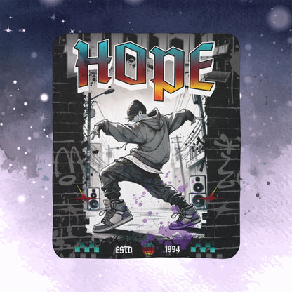 Hobi Throw Blanket - Retro Series - 90s Hip-Hop Street Art Aesthetic - Cozy Fleece Sherpa Blanket