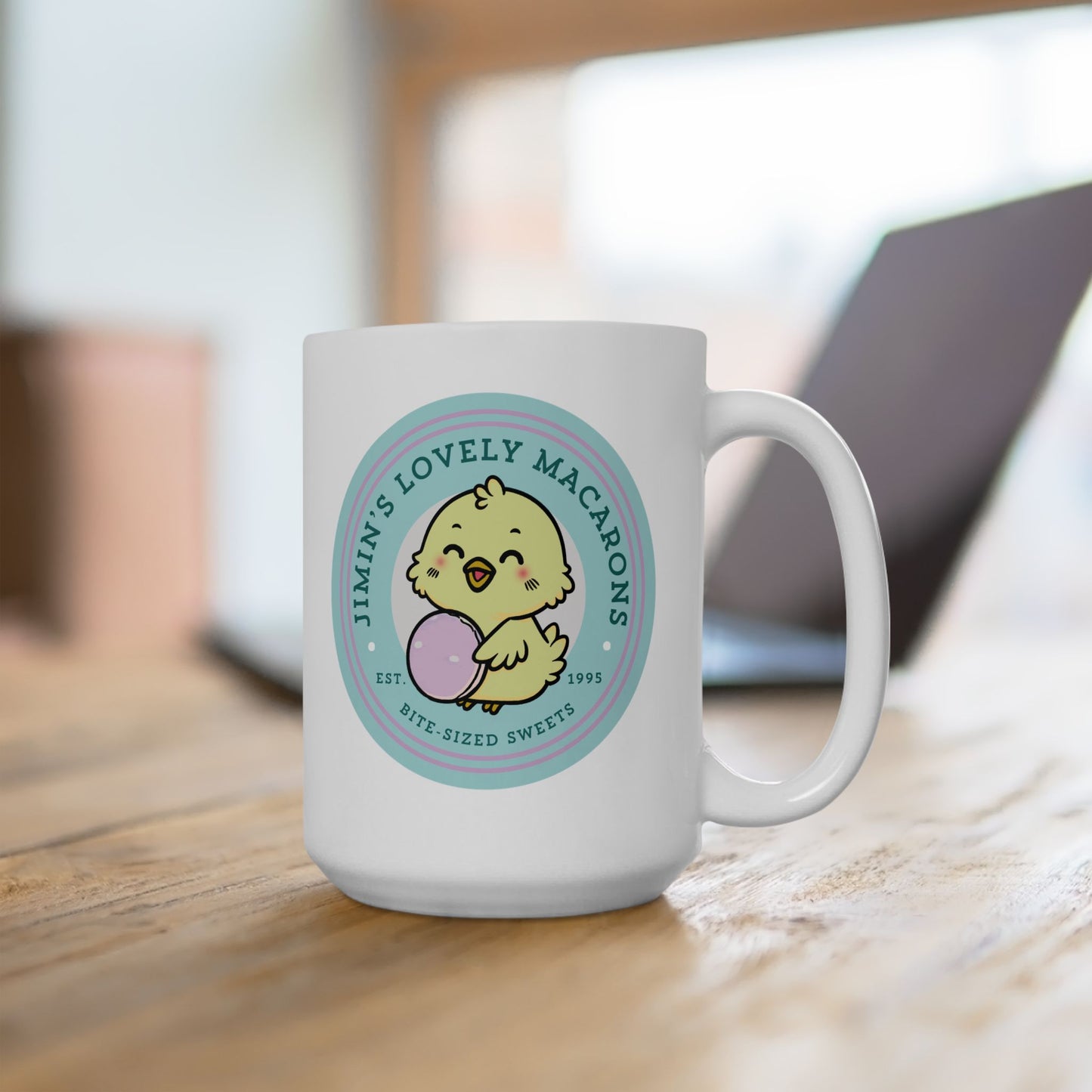 Jimin Lovely Macarons Bakery Series 15oz Ceramic Coffee Mug