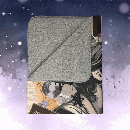 Yoongi Throw Blanket - Retro Series - 2010s Grunge Rocker Aesthetic - Cozy Fleece Sherpa Blanket