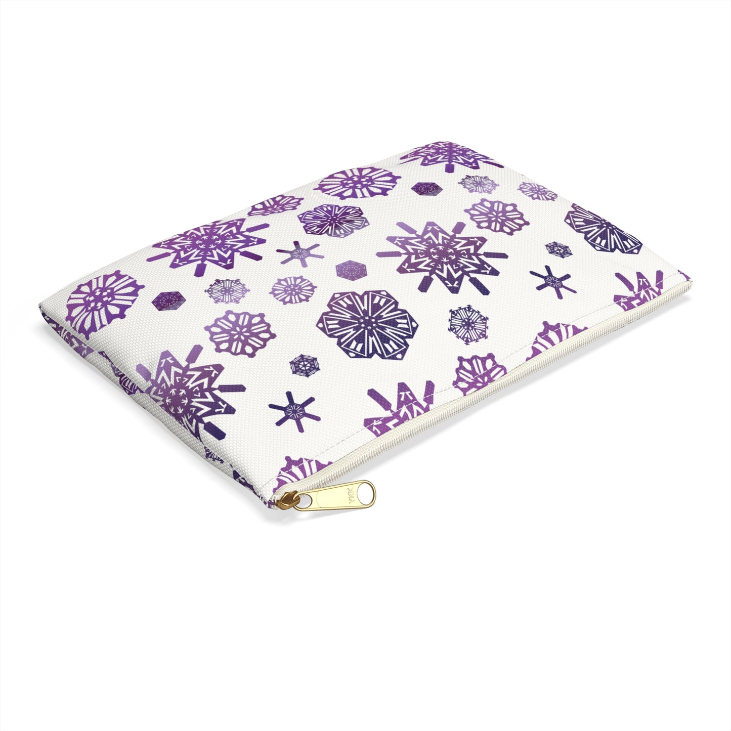 OT7 Cosmetics Bag - Secret Snowflakes (White) - Fanmade BTS Toiletry Bag - Slim Profile Zipper Pouch