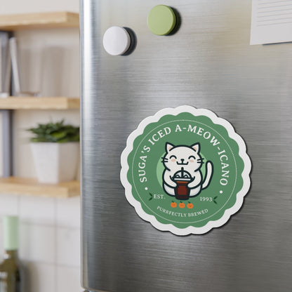 Yoongi Fridge Magnet - Cute Fanmade BTS Merch - SUGA's Iced A-meow-icano - Subtle ARMY Decor