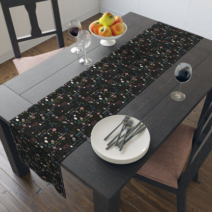 Norigae Night Garden Table Runner - Elegant K-Pop Home Decor - Cotton Twill or Polyester