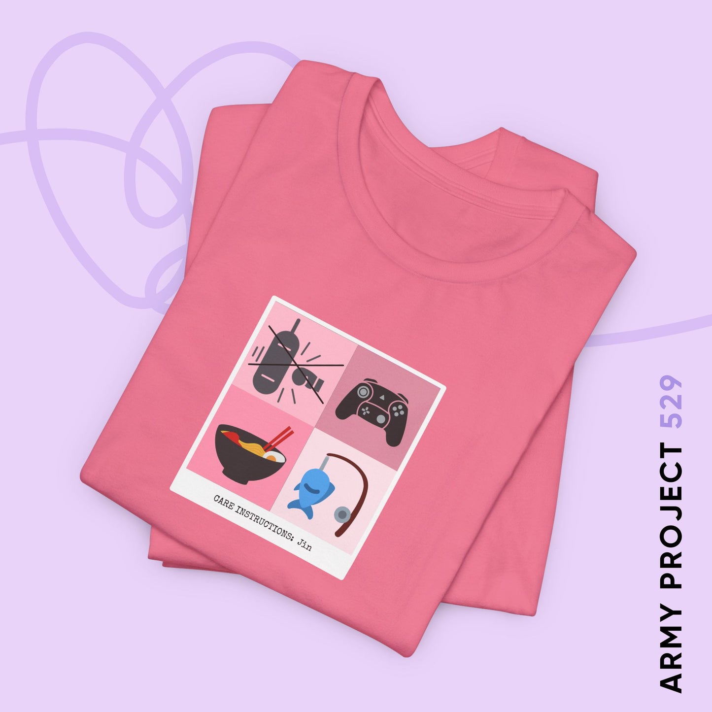 Jin Short Sleeve Shirt - Funny Fanmade BTS Merch - Care Instructions - Soft Unisex T-Shirt