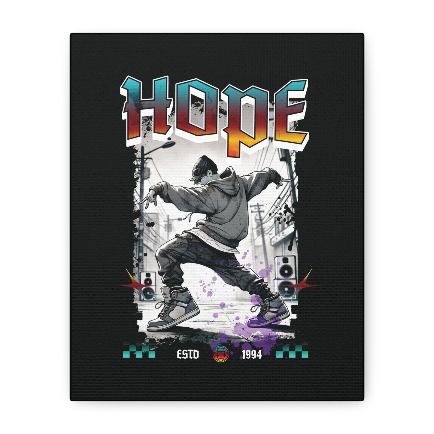 Hobi Canvas Wall Art - Fanmade BTS Retro Series - 90s Hip-Hop Aesthetic - Framed Wall Decor