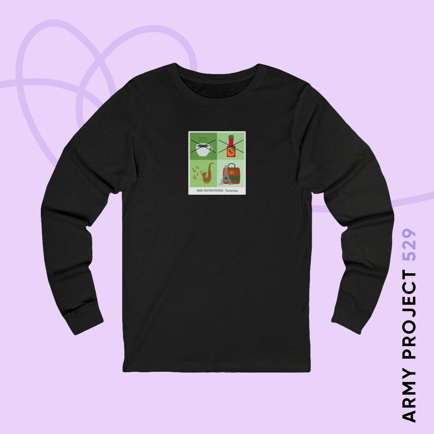 Taehyung Long Sleeve Shirt - Funny Fanmade BTS Merch - Care Instructions - Soft Unisex T-Shirt